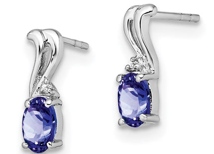 Sterling silver diamond oval earrings, alternate view