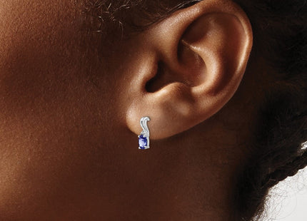 Sterling silver diamond oval earrings, another view