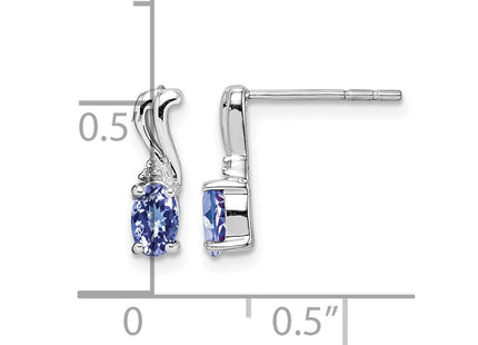Sterling silver diamond oval earrings, further view