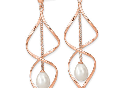 Sterling silver pearl drop earrings, alternate view