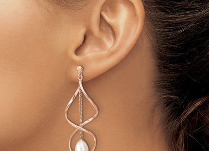 Sterling silver pearl drop earrings, another view