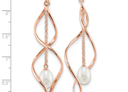 Sterling silver pearl drop earrings, further view