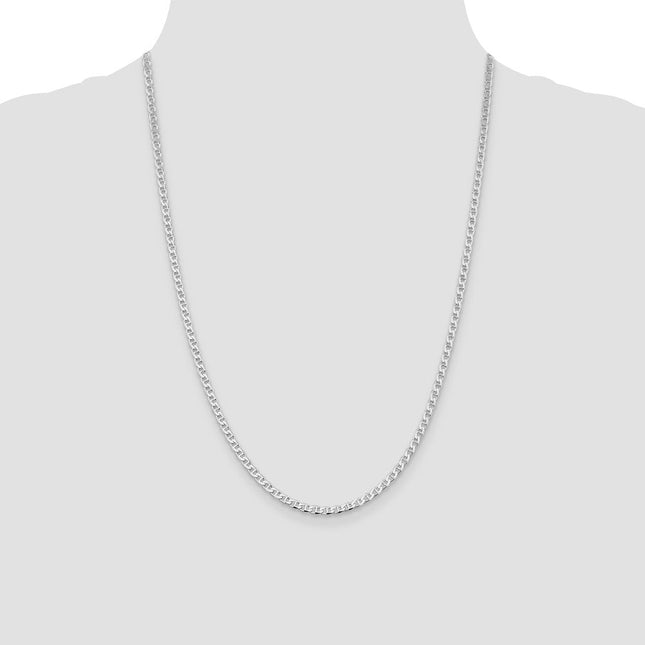Sterling Silver Rhodium-plated D/C Flat Anchor Curb Chain