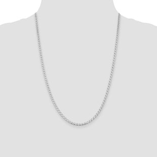 Sterling Silver Rhodium-plated D/C Flat Anchor Curb Chain (Style QFAN080R-24)