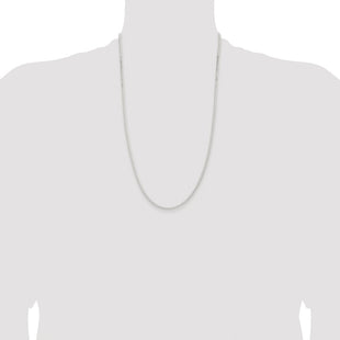 Sterling Silver Rhodium-plated Beveled Curb Chain