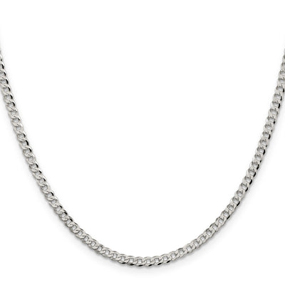 Sterling Silver Beveled Curb Chain, 18 x 3.2mm