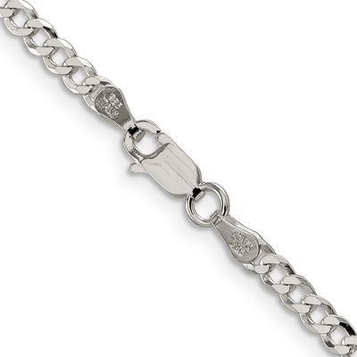 Sterling Silver Beveled Curb Chain, 18 x 3.2mm
