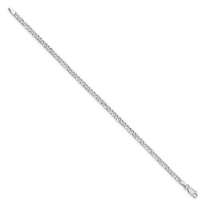 Sterling Silver Beveled Curb Bracelet, 8 x 3.2mm