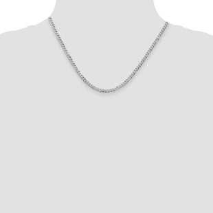 Sterling Silver Rhodium-plated Beveled Curb Chain