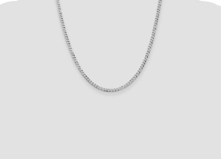 Sterling Silver Rhodium-plated Beveled Curb Chain