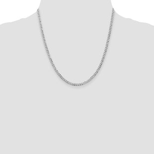 Sterling Silver Rhodium-plated Beveled Curb Chain