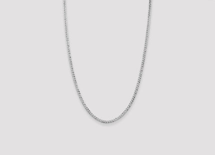 Sterling Silver Rhodium-plated Beveled Curb Chain