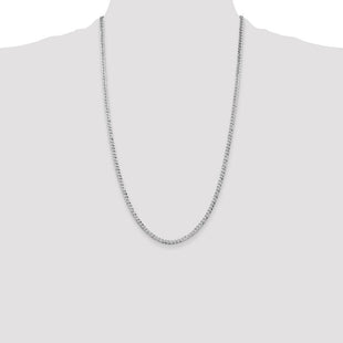 Sterling Silver Rhodium-plated Beveled Curb Chain