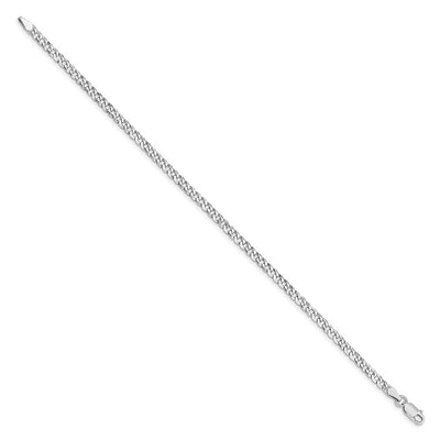 Sterling Silver Rhodium-plated Beveled Curb Bracelet, 7 x 3.2mm