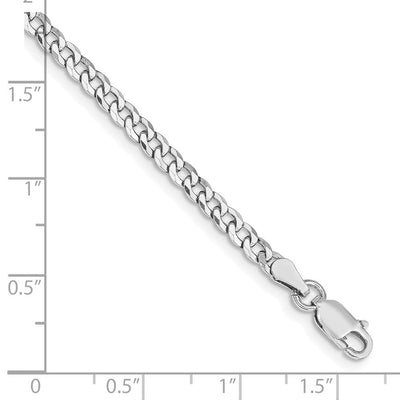 Sterling Silver Rhodium-plated Beveled Curb Bracelet, 7 x 3.2mm