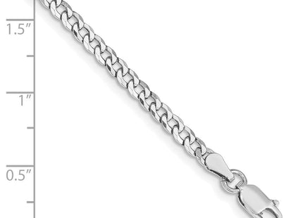 Sterling Silver Rhodium-plated Beveled Curb Chain