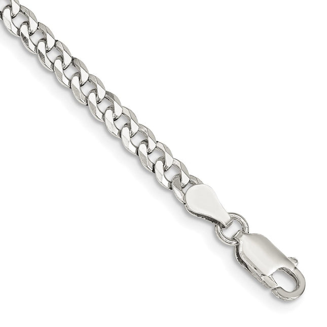 Sterling Silver Beveled Curb Bracelet, 8 x 4mm