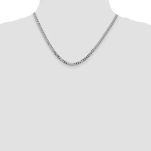 Sterling Silver Rhodium-plated Beveled Curb Chain