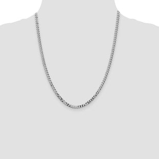 Sterling Silver Rhodium-plated Beveled Curb Chain