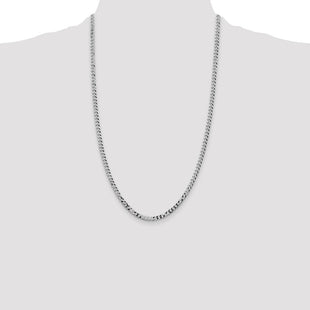 Sterling Silver Rhodium-plated Beveled Curb Chain