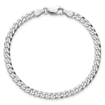 Sterling Silver Rhodium-plated Beveled Curb Chain, 8 x 4mm
