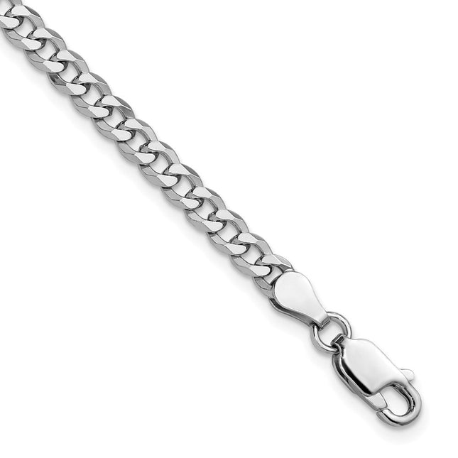 Sterling Silver Rhodium-plated Beveled Curb Chain, 8 x 4mm