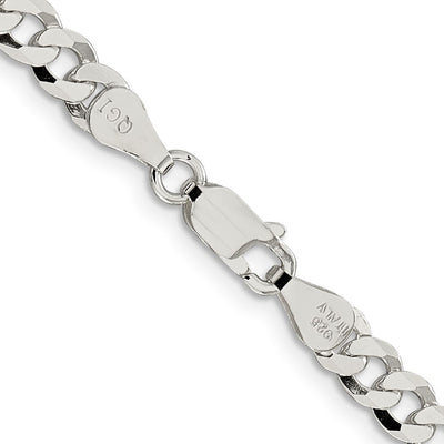 Sterling Silver Beveled Curb Bracelet, 7 x 8.5mm