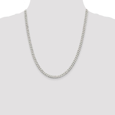 Sterling Silver Beveled Curb Bracelet, 7 x 8.5mm