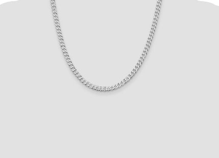 Sterling Silver Rhodium-plated Beveled Curb Chain