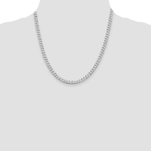 Sterling Silver Rhodium-plated Beveled Curb Chain