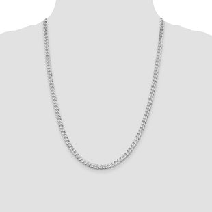 Sterling Silver Rhodium-plated Beveled Curb Chain