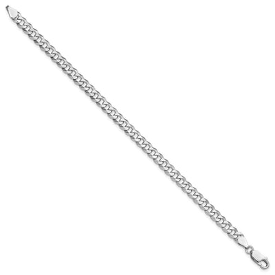 Sterling Silver Rhodium-plated Beveled Curb Bracelet, 7 x 5mm