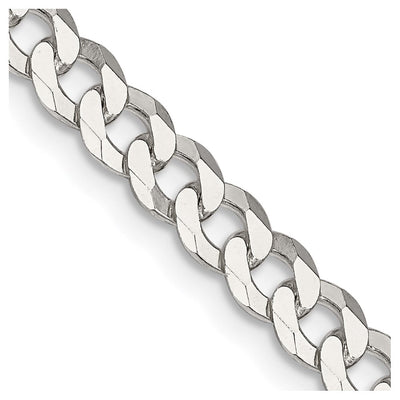 Sterling Silver Beveled Curb Bracelet, 7 x 8.5mm