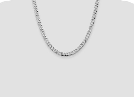 Sterling Silver Rhodium-plated Beveled Curb Chain