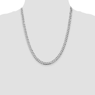 Sterling Silver Rhodium-plated Beveled Curb Chain