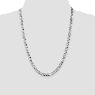 Sterling Silver Rhodium-plated Beveled Curb Chain