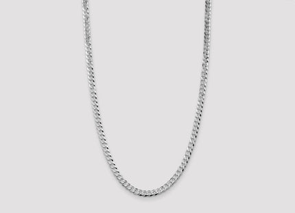 Sterling Silver Rhodium-plated Beveled Curb Chain