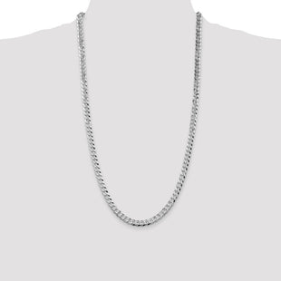 Sterling Silver Rhodium-plated Beveled Curb Chain