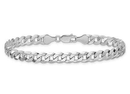 Sterling Silver Rhodium-plated Beveled Curb Chain