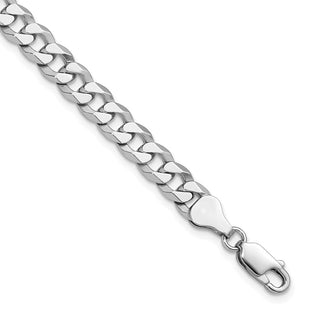 Sterling Silver Rhodium-plated Beveled Curb Chain