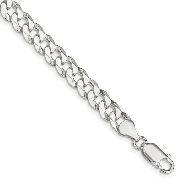 Sterling Silver Beveled Curb Chain, 18 x 7mm