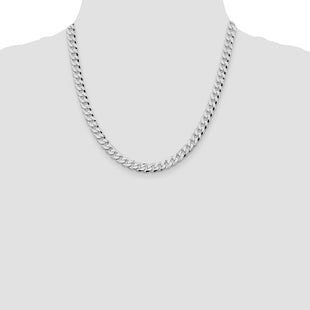 Sterling Silver Rhodium-plated Beveled Curb Chain
