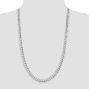Sterling Silver Rhodium-plated Beveled Curb Chain (Style QFB180R-26)