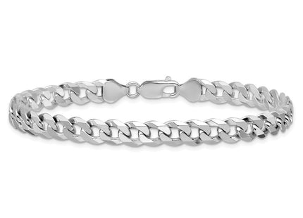 Sterling Silver Rhodium-plated Beveled Curb Chain