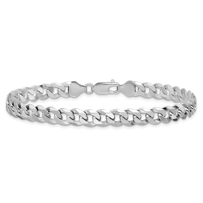 Sterling Silver Rhodium-plated Beveled Curb Chain, 8 x 7mm