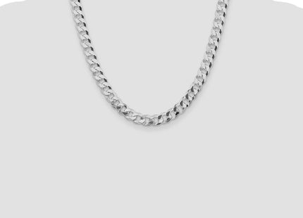 Sterling Silver Rhodium-plated Beveled Curb Chain