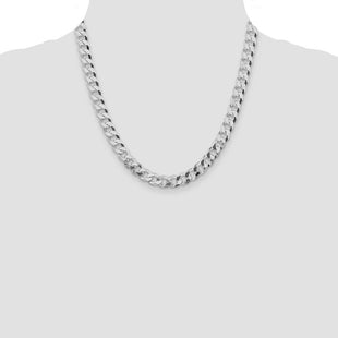 Sterling Silver Rhodium-plated Beveled Curb Chain