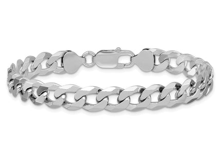 Sterling Silver Rhodium-plated Beveled Curb Chain