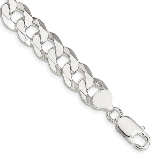 Sterling Silver Beveled Curb Bracelet, 8 x 10.6mm