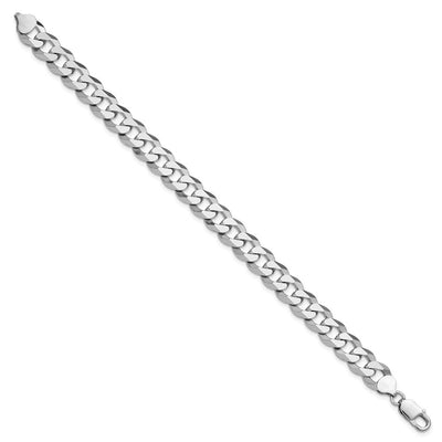 Sterling Silver Rhodium-plated Beveled Curb Chain, 8 x 10.6mm